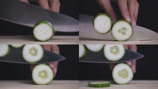 厨师正在切黄瓜高清在线视频素材下载