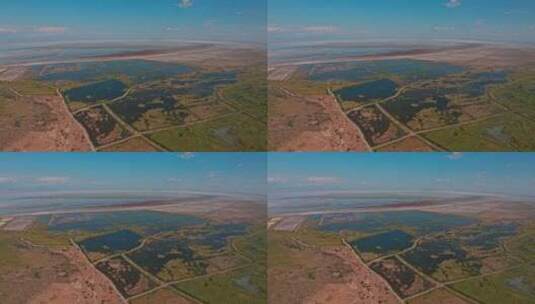 航拍乌伦古湖湿地高清在线视频素材下载