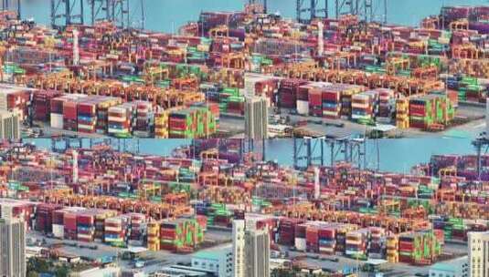 航拍城市出口货运港口物流集装箱码头高清在线视频素材下载