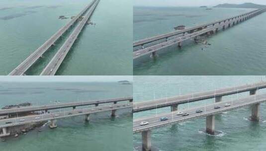 福建省福州市平潭海峡大桥海峡公铁大桥航拍高清在线视频素材下载