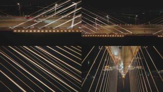 大桥桥梁重庆夜景航拍高清在线视频素材下载