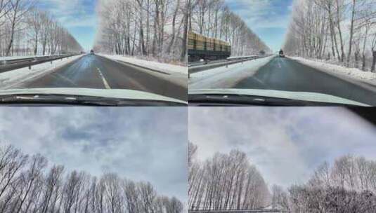 冬季北方的高速公路高清在线视频素材下载