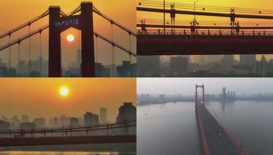 早晨的桥面朝阳汽车高清在线视频素材下载