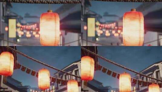 古街灯笼动画渲染1080p高清在线视频素材下载