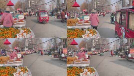 城镇市集人流商贩水果3高清在线视频素材下载