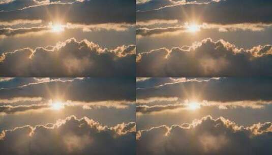 云朵夕阳黄昏太阳光芒照射高清在线视频素材下载