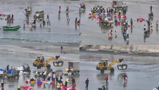 广东茂名电白区沙滩航拍高清在线视频素材下载