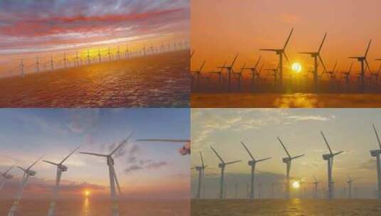 海上新能源风机风电风力发电高清在线视频素材下载