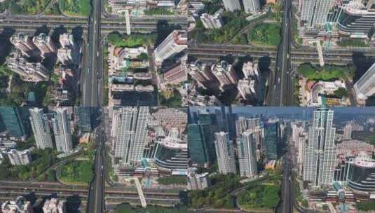 深圳罗湖区城市建筑与交通马路航拍高清在线视频素材下载