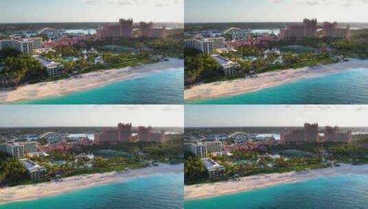 巴哈马海岸边蓝色清澈海水的华丽加勒比岛屿高清在线视频素材下载