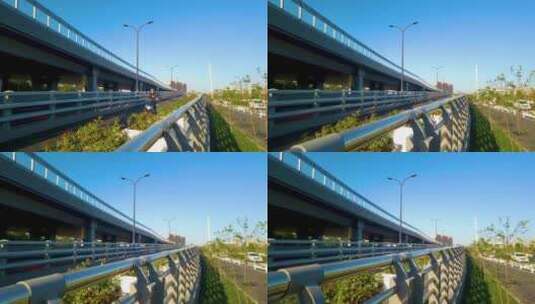 城市立交桥车流人流延时摄影高清在线视频素材下载
