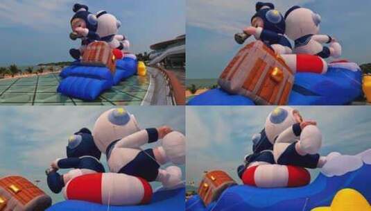二四年珠海城市阳台玩偶造型高清在线视频素材下载