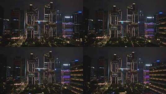 广东深圳天空之城万科云城夜景航拍高清在线视频素材下载