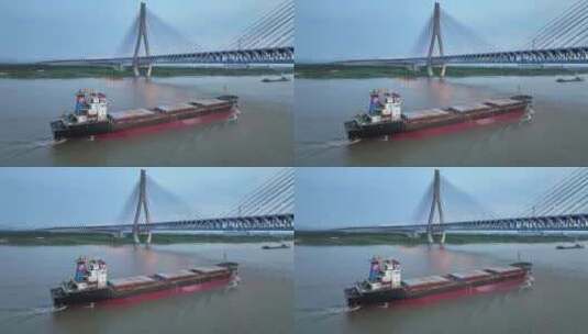 铜陵 公铁 长江大桥 大桥 基建 长江运输高清在线视频素材下载