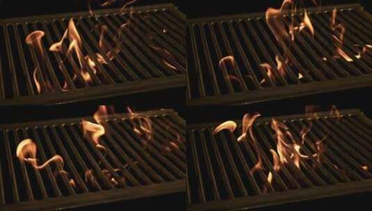 明亮的火焰在烤架上燃烧高清在线视频素材下载