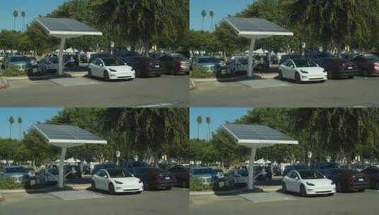 横版新能源汽车电动汽车太阳能高清在线视频素材下载