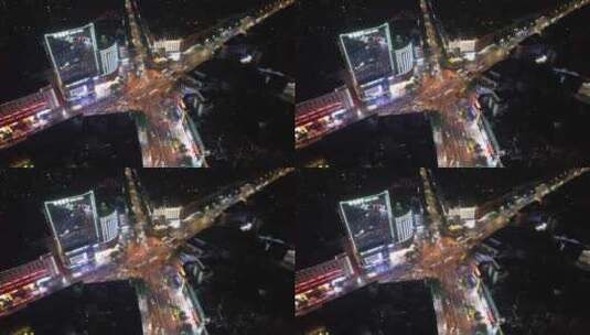 湖南湘潭城市夜景灯光交通航拍高清在线视频素材下载