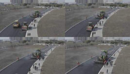 「有版权」航拍小区道路铺设柏油马路4K-4高清在线视频素材下载