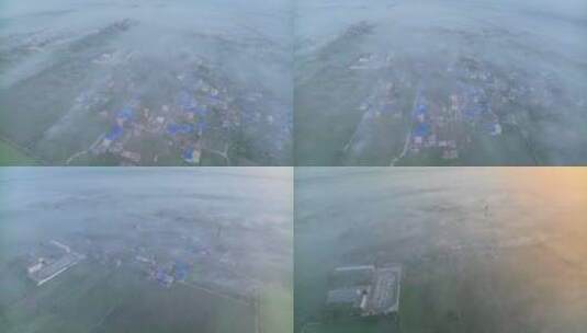 中国河南平原平流雾HDR航拍高清在线视频素材下载