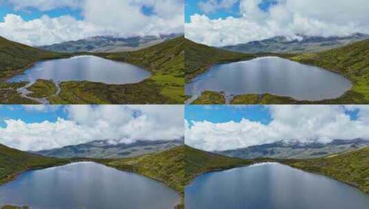 高原地区雪山草甸海子湖泊航拍高清在线视频素材下载