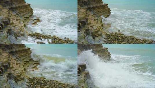 海浪波涛汹涌浪花拍打高清在线视频素材下载