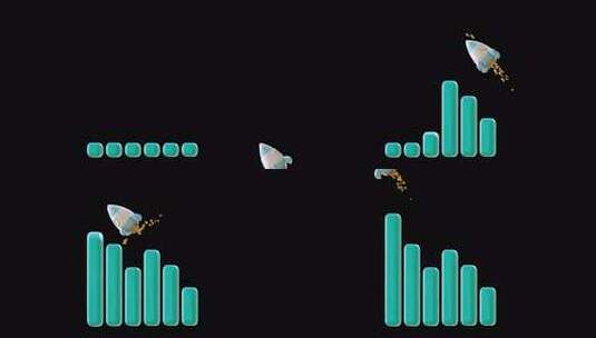3D动画火箭和条形图高清在线视频素材下载