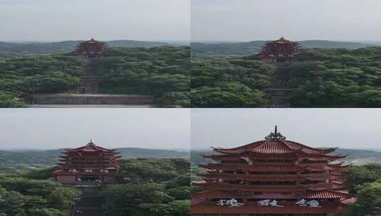 竖屏航拍四川德阳钟鼓楼地标建筑高清在线视频素材下载