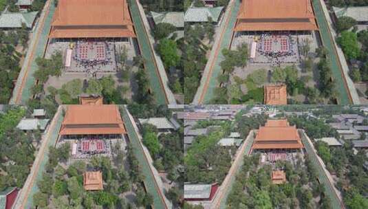 古建筑前传统仪式活动场景高清在线视频素材下载