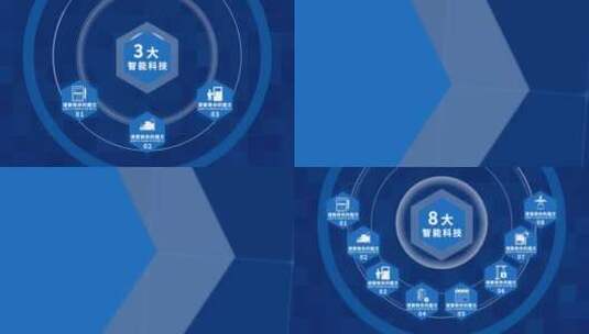 蓝色科技文字架构分类AE模板高清AE视频素材下载