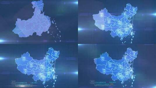 简洁科技中国区位辐射地图高清AE视频素材下载