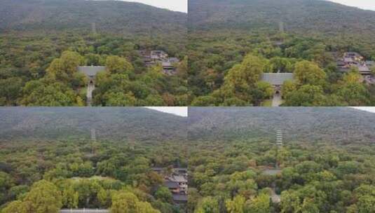 4K 航拍秋天南京钟山风景区的灵谷寺景区高清在线视频素材下载