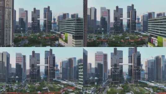 航拍深圳现代地标高楼建筑大疆公司天空之城高清在线视频素材下载