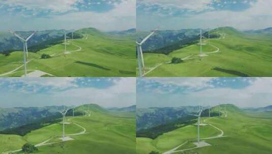 新能源 电力 风车 风力发电 电能高清在线视频素材下载