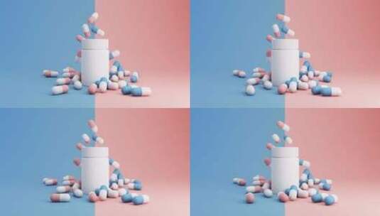 胶囊 药丸3D渲染高清在线视频素材下载