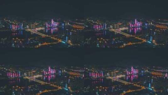 4k长沙芙蓉中路城市夜景航拍高清在线视频素材下载