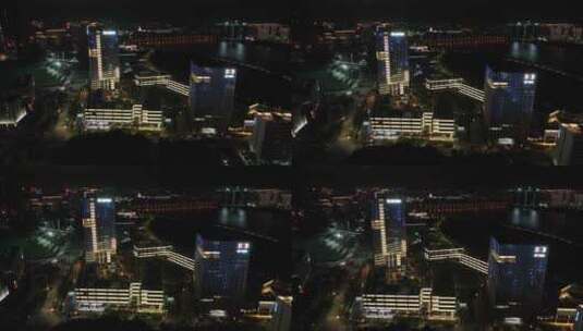厦门市环东海域同安新城银城智谷夜景航拍高清在线视频素材下载
