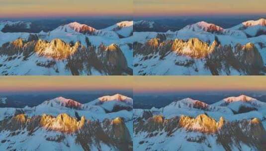航拍梅里雪山日照金山高清在线视频素材下载