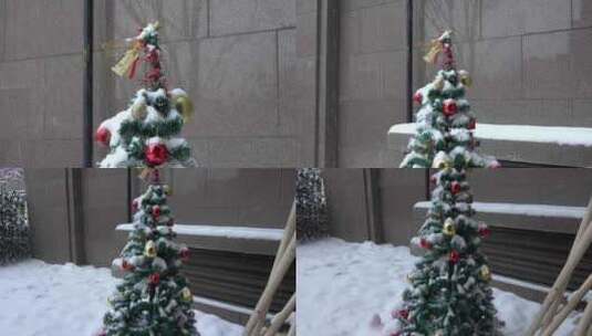 雪中的圣诞树高清在线视频素材下载