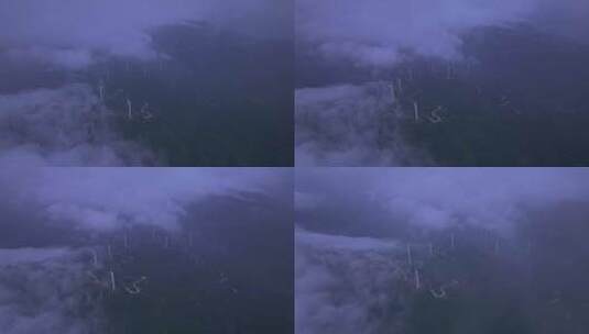 云海云雾 风车 风电 风力发电航拍 高清在线视频素材下载