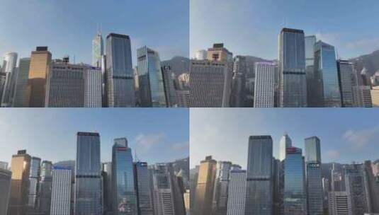 香港中环清晨建筑航拍高清在线视频素材下载