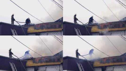 火灾消防队员正在灭火119高清在线视频素材下载
