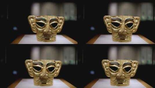 黄金面具金面具，三星堆博物馆镇馆之宝高清在线视频素材下载