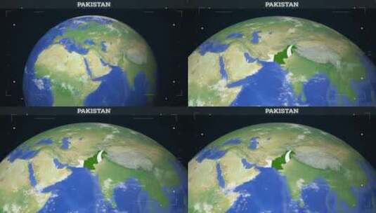 巴基斯坦地图来自地球与旗帜高清在线视频素材下载