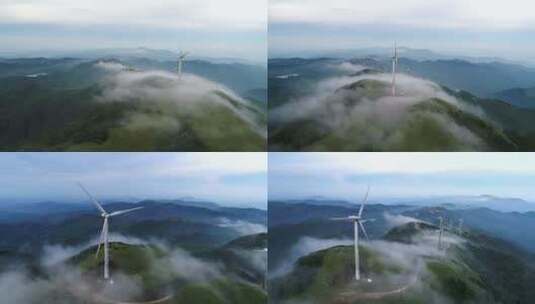 航拍高山上的风力发电高清在线视频素材下载