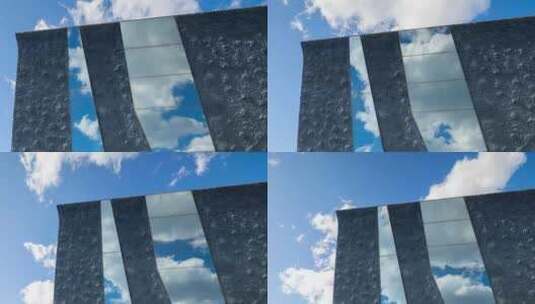 巴塞罗那大厦倒映的云彩高清在线视频素材下载