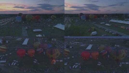 傍晚放飞热气球高清在线视频素材下载