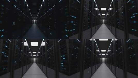 现代数据中心云计算中强大的服务器机房高清在线视频素材下载