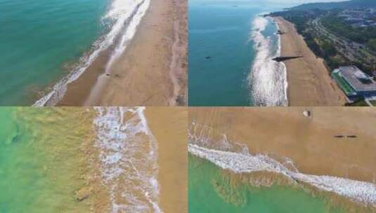 大海海边海水海浪沙滩海滩航拍海岸线风景唯高清在线视频素材下载