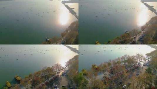 杭州西湖景区北山街风景航拍高清在线视频素材下载