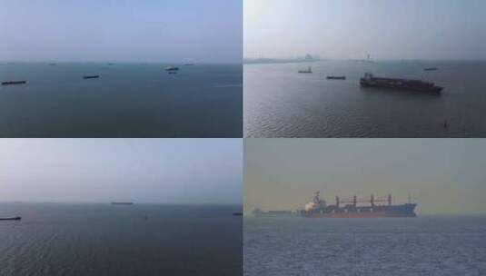 大海轮船货轮船只水运码头港口货运集装箱高清在线视频素材下载
